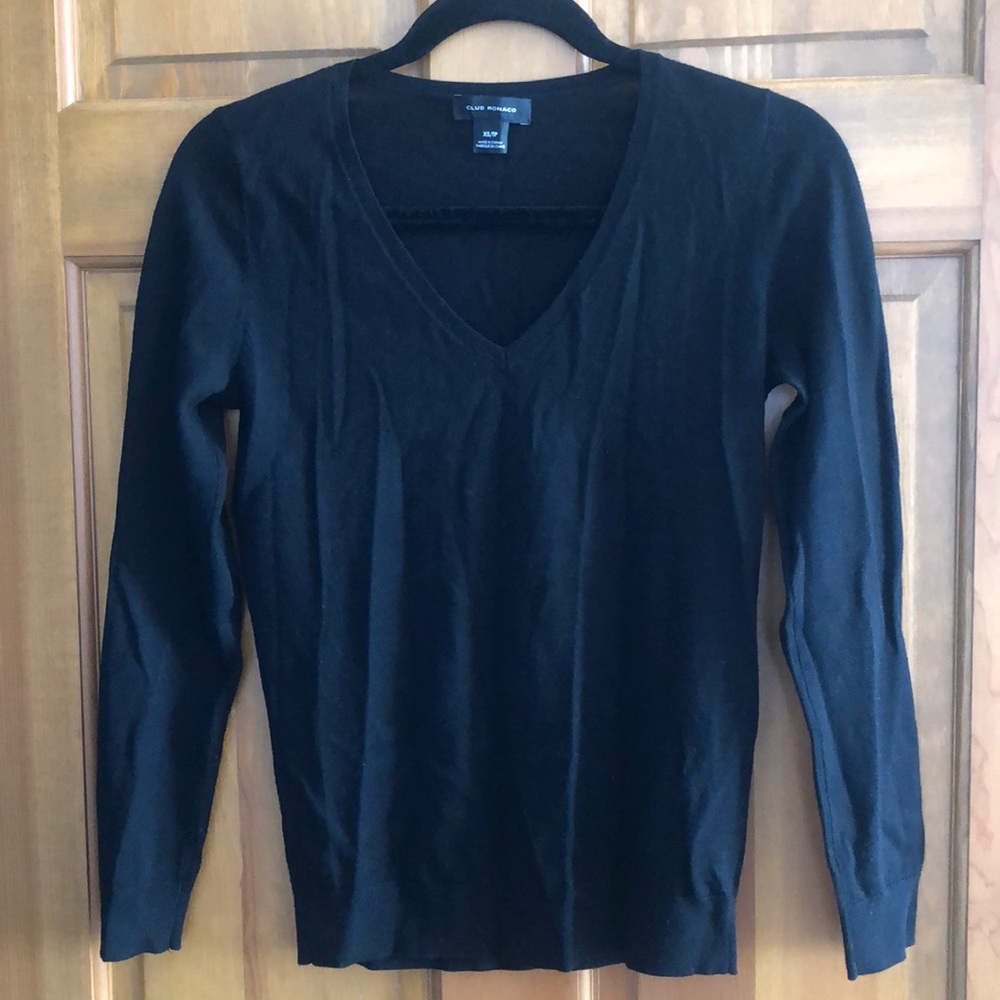 Club Monaco Agnes Merino Wool Black Sweater
